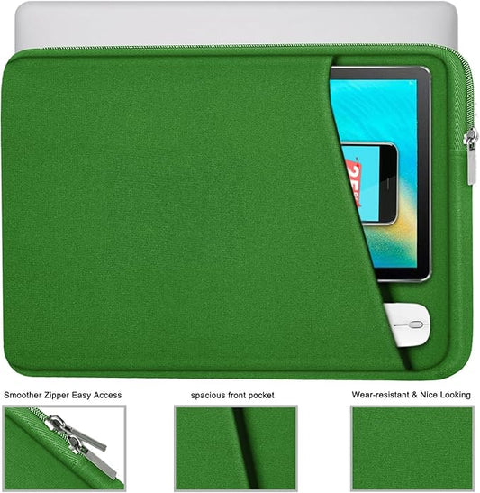 Askuko Laptop Sleeve 15.6 inch, Shockproof Protective Computer Case, Handbags Portable Laptop Bag for HP Dell Asus Lenovo Notebook Computer with Front Pocket, Dark Green