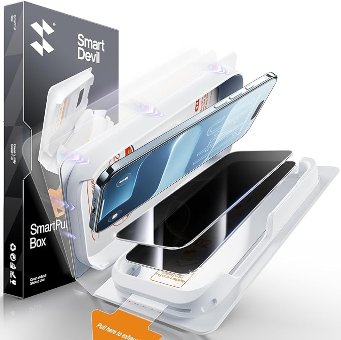 SMARTDEVIL 2 Pack for iPhone Air Privacy Screen Protector, Military Grade Shatterproof, 9H Hardness, Anti-Spy Tempered Glass, Fast & Easy Installation, Case Friendly