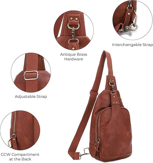 JESSIE & JAMES Brooke Unisex Concealed Carry Sling Bag Crossbody Backpack Purse