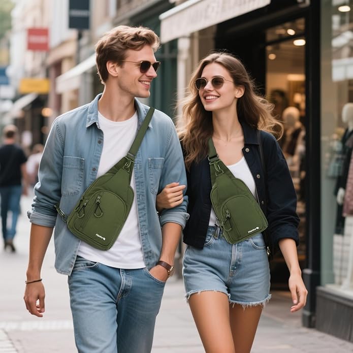 Hanke Crossbody Sling Bag for Women Men, Casual Cross Body Sling Bags, Lightweight Chest Bag for Outdoor Hiking Travel