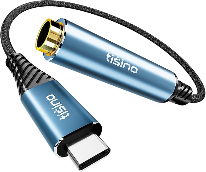 Tisino USB C to 1/4" Headphone Adapter-20cm, 384kHz/32bit USB C to 6.35mm TRS Stereo Jack Adapter Cable for Samrtphone, Laptop, Amplifiers, Mixers, Home Theater, 6.35mm Headphones-20cm
