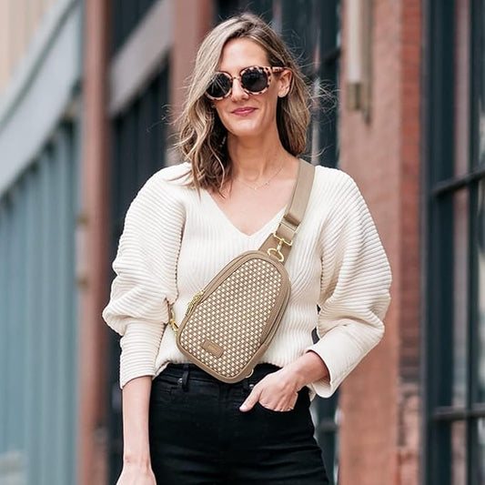 Kattee Sling Crossbody Bag for Women, Leather Fanny Pack Crossbody Sling Bags, RFID Purse Chest Bag Small Daypack for Women