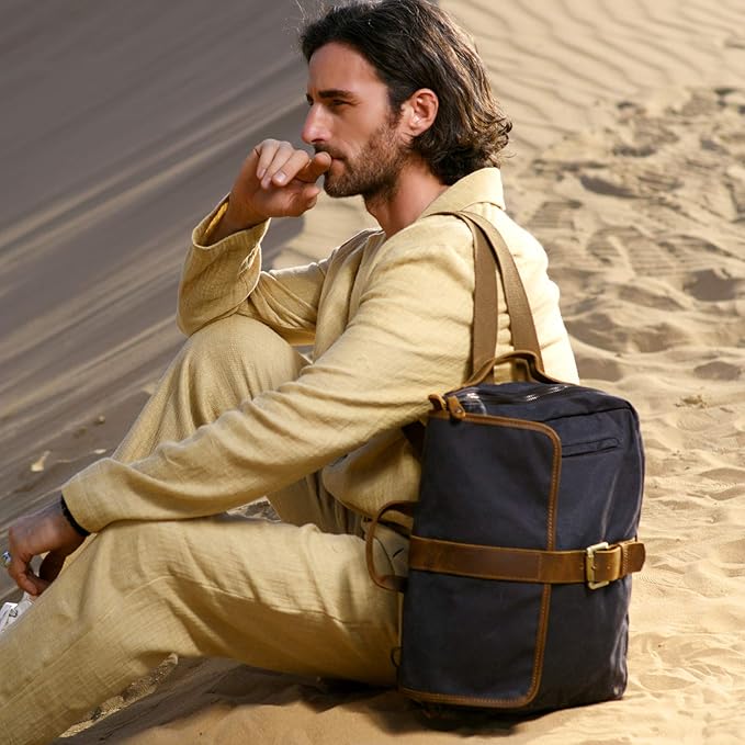 Vintage Waterproof Waxed Canvas Convertible Laptop Messenger Backpack Rucksack For Men Women