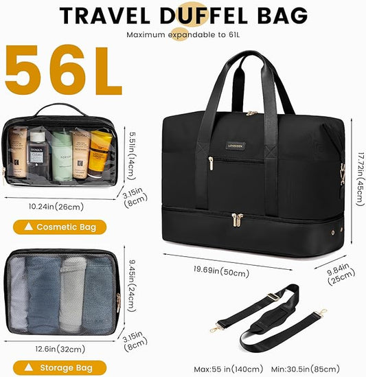 LOVEVOOK Weekender Bag, Large Travel Duffel Bag for Women with 2 Packing Cubes, Carry on Overnight Bag with Shoe Compartment, Mom Hospital Bags for Labor and Delivery