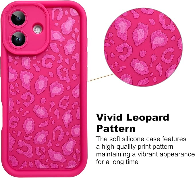 KANGHAR Case Compatible with iPhone 17 Leopard Printed Pattern Cute Cheetah Phone Case Soft TPU Shockproof Protective Cover Designed for iPhone 17 6.3 Inch Hot Pink