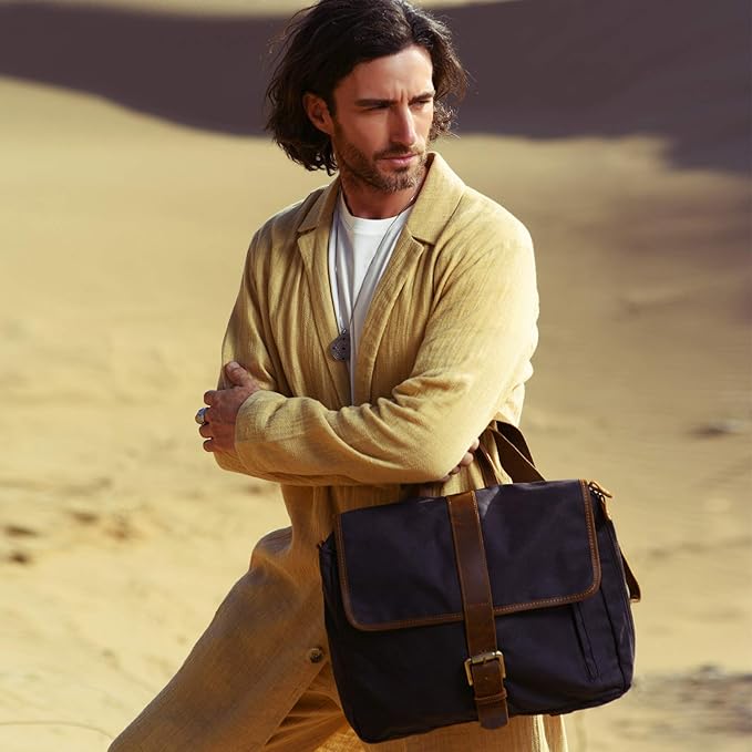 Vintage Waterproof Waxed Canvas Convertible Laptop Messenger Backpack Rucksack For Men Women