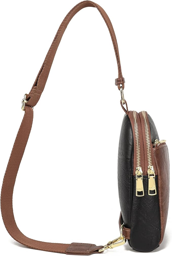 INICAT RFID Blocking Sling Bag Leather Crossbody Bags for Women Fanny Pack Cross Body for Woman Chest Bag for Travel 1.9L