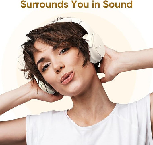 Wireless Headphones, Bluetooth Over Ear Headsets with Microphone, Hi-Fi Audio, 60H Playtime, Touch Control, Foldable Lightweight, On-Ear Headphones for Girls Women, Travel, Work,