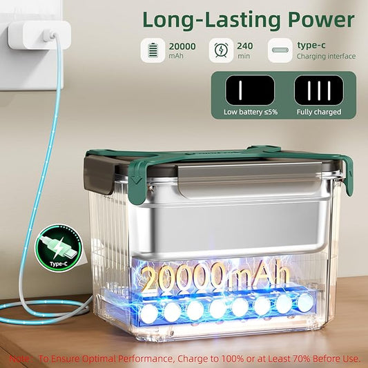 Cordless Electric Lunch Box for Adults, Heated Lunch Box 20000 mAh Battery Powered with Automatic Heating, 1.2L Portable Food Warmer, BPA Free