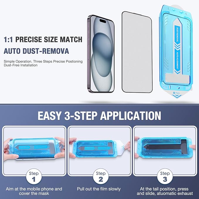 2-Pack Matte Screen Protector for iPhone 17 Pro 6.3-inch, 9H Tempered Glass, Full Coverage, Anti-Fingerprint, Auto Dust-Elimination, No Bubble, Easy Installation