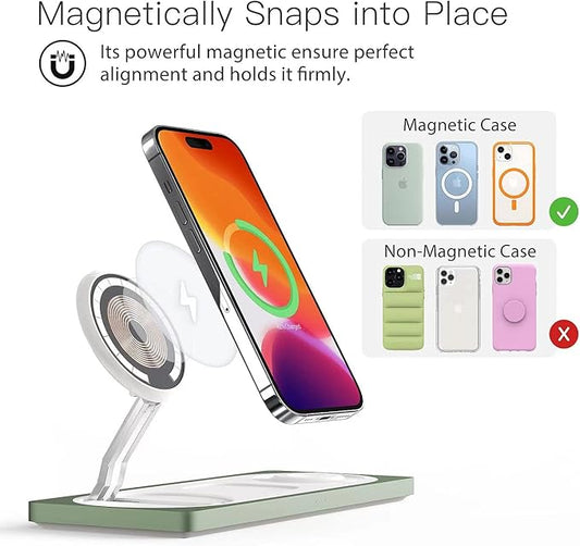 3 in 1 Charging Station for Apple Devices: Used for iPhone and Watch Charging Station with Magsafe Charger Stand, Wireless Charger for iPhone 16/15/14/13/12, Apple Watch 1-9/Ultra, AirPods 3 Pro