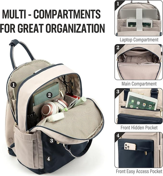 LOVEVOOK Laptop Backpack for Women Men, 17.3 Inch Laptop Bag with USB Port Fashion Waterproof Backpacks Teacher Nurse Stylish Travel Bags Vintage Daypacks for College, Work