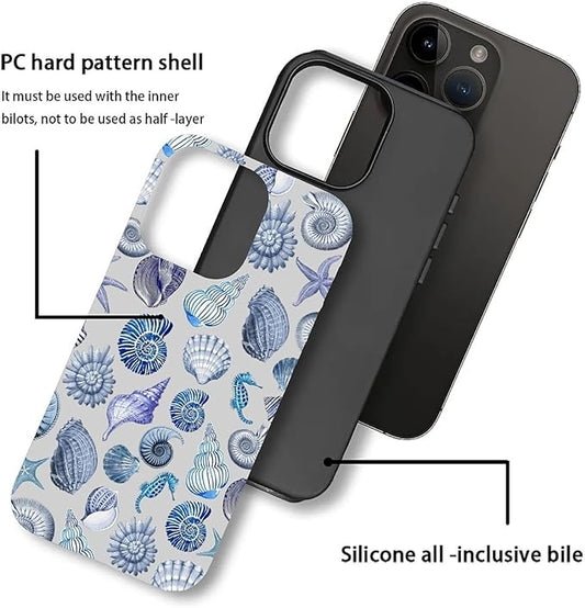 Case for iPhone 11 Pro,Summer Beachy Seashell for Woman Men Full Body Protective Cover Shockproof 2 in 1 Silicone + Hard PC Case for iPhone 11 Pro