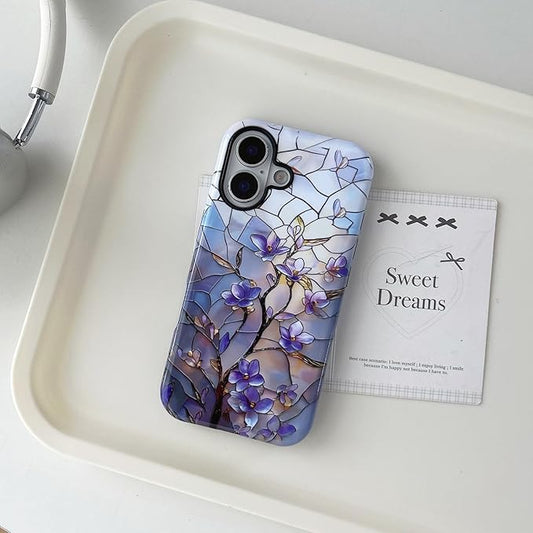 QLTYPRI Flower Case for iPhone 16, Aesthetic Cute Floral Phone Case for Girls Women, Protective Hybrid 2-Layer Hard Shell Silicone Cover Durable Shockproof Phone Cover - Vintage Magnolia
