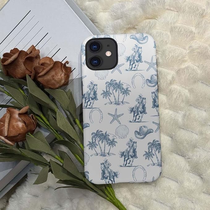DAIZAG Case Compatible with for iPhone 11,Vintage Cowboy Horses Seashell Starfish Phone Case for iPhone 11 for Girl Women Boy Men
