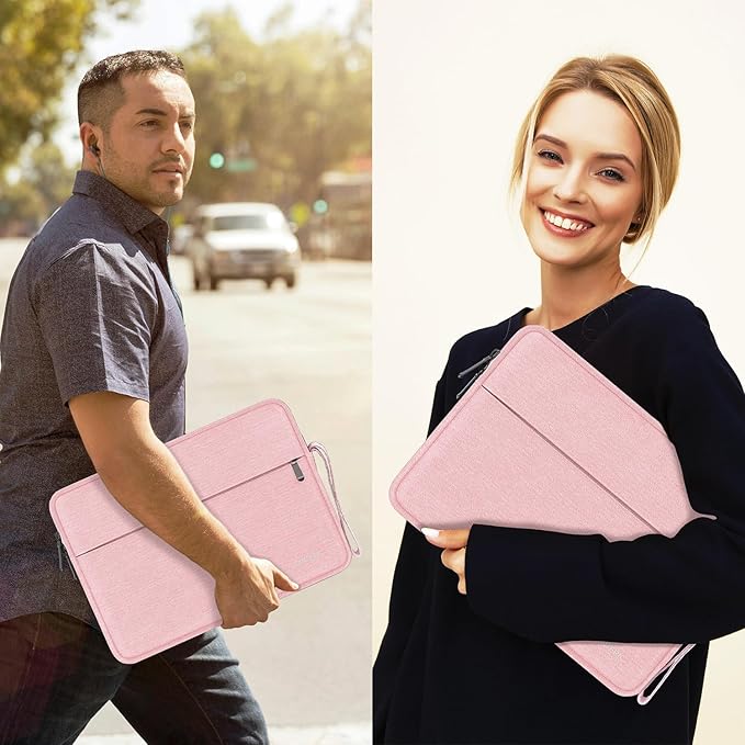 Laptop Sleeve 14 Inch, Water Resistant Traveling Computer Cover with Handle, Shockproof Protective Carrying Laptop Bag Compatible for 14 Inch MacBook Air/Pro, HP, Dell, Lenovo, Pink