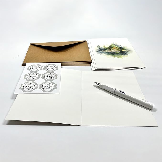 5 Watercolor Landscape Greeting Cards All Occasion Blank Note Cards with Envelopes (Landscape 5x1)