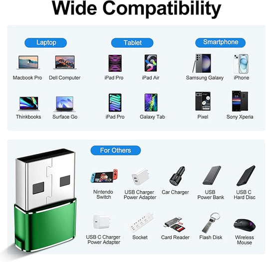 𝟒𝐏𝐚𝐜𝐤 𝐔𝐩𝐠𝐫𝐚𝐝𝐞𝐝 USB to USB C Adapter,Type-C Female to A Male Car Charger OTG Converter for Apple Watch Ultra 8 9 10,iPhone 16 15 14 13 Pro Max,Samsung S24,Nintendo Switch,AirPods,iPad,Car