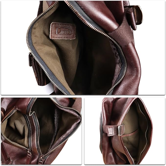 Genuine Leather Sling Bag Crossbody Purse Handmade Hiking Daypack Motorcycle Bag Retro Shoulder Backpack Vintage Chest Pack (Coffee)