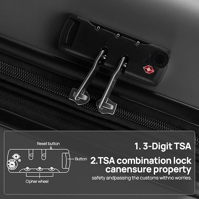 NINETYGO Large Checked Luggage 28 Inch, Checking In Luggage with Smooth Spinner Wheels, Expandable, Hard Shell PC+ABS Suitcase, Lightweight Travel Luggage, TSA Approved (Black, Andes)