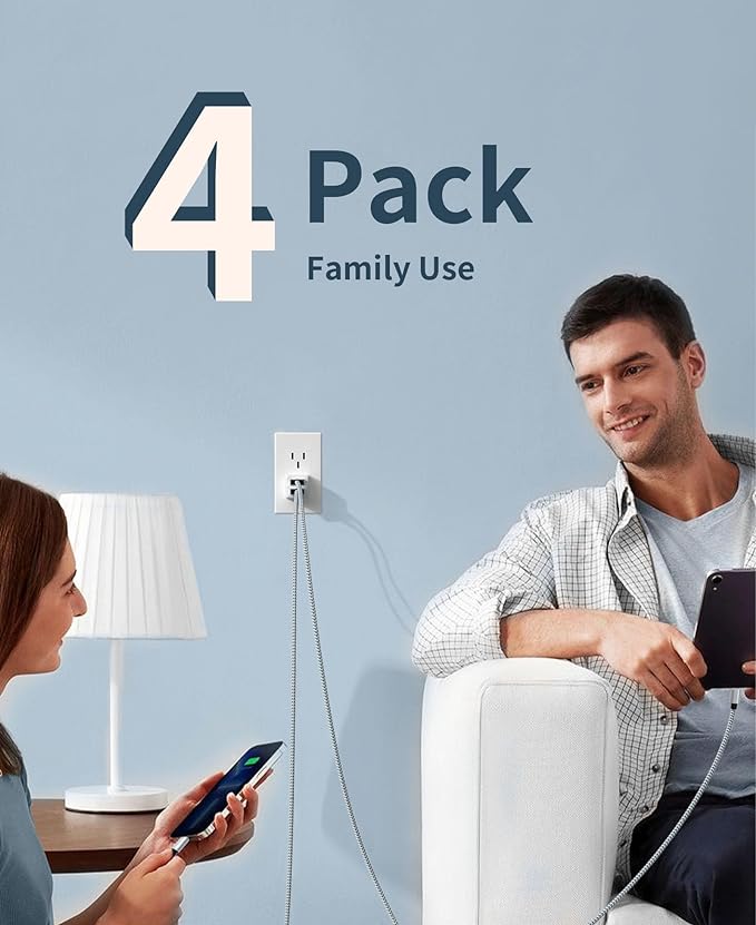 MFi Certified iPhone Charger, 4Packs(3/6/6/10FT) USB iPhone Charging Cable Nylon Braided Fast Charging Cord Compatible for iPhones/Pad(Gray +White)