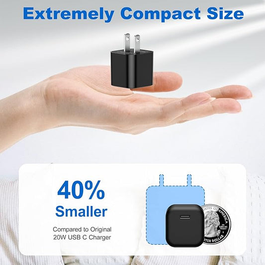 USB C Charger Cube, Agtray 2-Pack Mini Type C Fast Charging Blocks Phone Charger Box Wall Plug Travel Power Adapter Compatible for iPhone 16 15 14 13 12 11 Pro XR, Samsung Galaxy S25 S24 A16 A15 A14