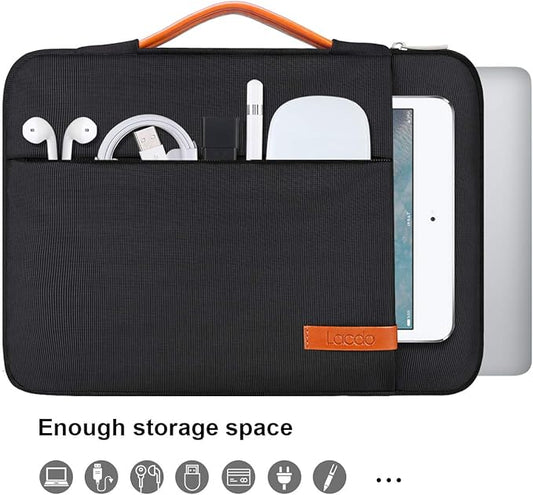 Lacdo 360° Protective 14 Inch Laptop Sleeve Case for HP Lenovo Dell ASUS Acer Chromebook 14 / HP Stream 14 / Dell Inspiron 14 / Lenovo IdeaPad 14 / Acer Spin 3 / ASUS ZenBook 14 Computer Bag, Black