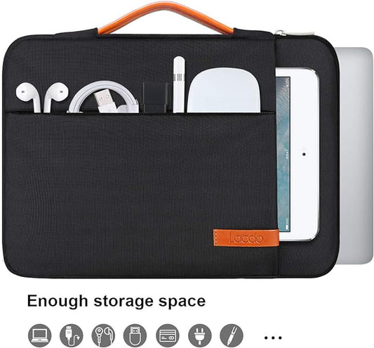 Lacdo 360° Protective Laptop Sleeve Case for 13 inch New MacBook Air M4 A3240 2025, M3 A3113, M2 A2681, M1 A2337 | 13" MacBook Pro M2/M1 A2338 A2251 | 13" iPad Air M3 / iPad Pro M4 Computer Bag, Black