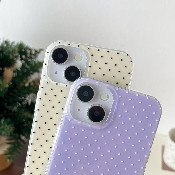 Compatible with iPhone 12/12 Pro Case, Fashion Cute Aesthetic Polka Dot Phone Case for Women, Shockproof Slim Soft TPU and Hard PC Protective Phone Cover for iPhone 12/12 Pro 6.1", Yellow