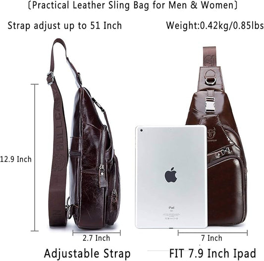 Cross body Bags for Men Leather Sling Bag Casual Daypacks Chest Bags Shoulder Bag Travel Hiking Backpacks