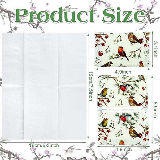 Geyee 50 Packs Facial Tissue Travel Packs Disposable Pocket Tissues for Wedding Guest Travel School Purse Home Supplies, 500 Sheets 3 Ply(Birds)