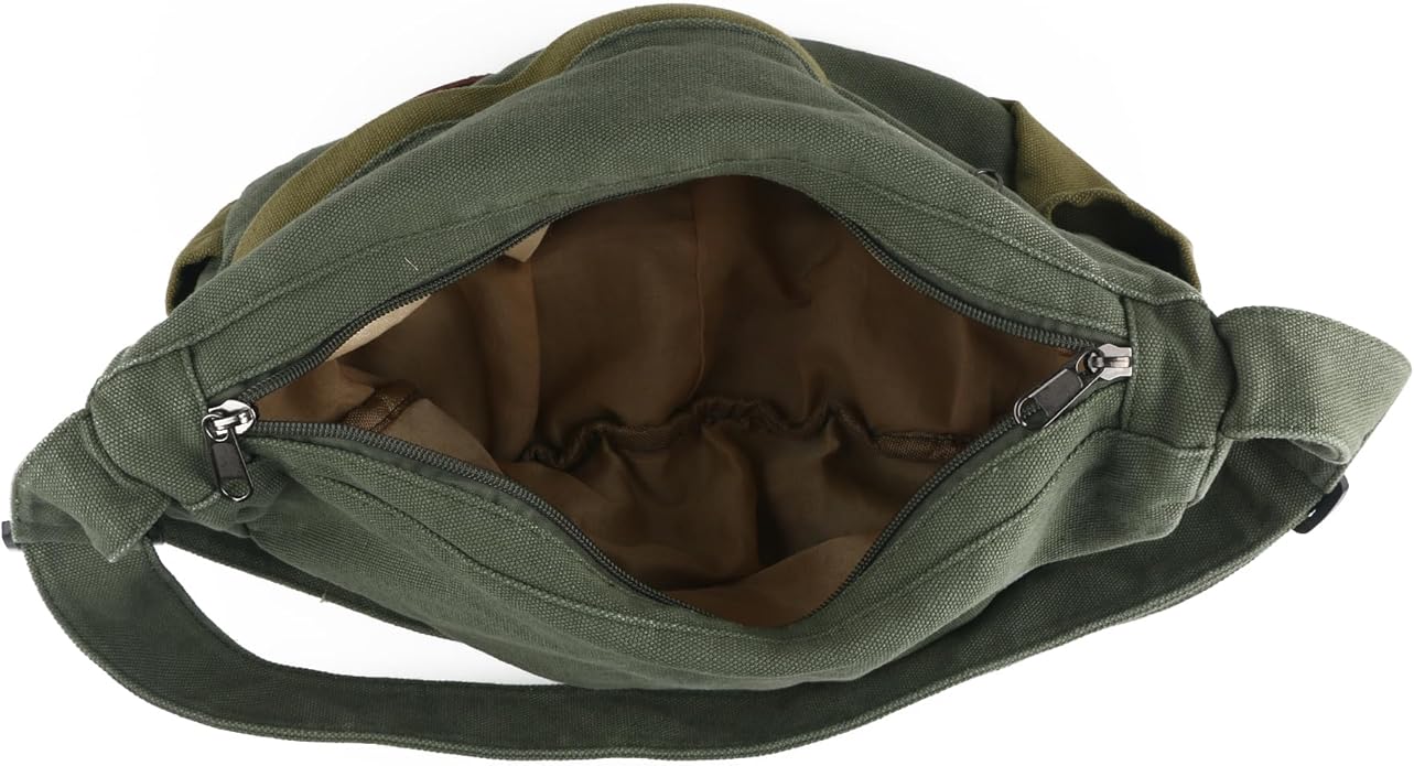 Large Canvas Messenger Bag with Multiple Pockets for Men and Women, Crossbody Shoulder Tote Hobo Laptop Bag