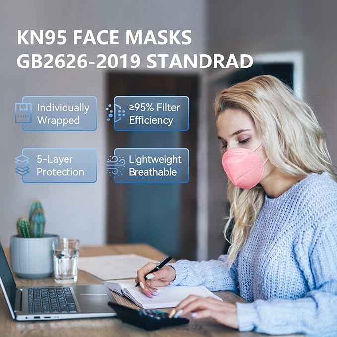 HALIDODO Face Mask 50 Pack Breathable 5-Layer Filter Efficiency≥95%