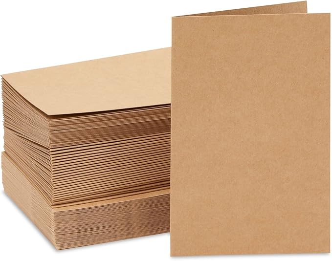 Wedding Card Set - 48 Count, 4 x 6 In Brown Kraft Cardstock - Blank Greeting Notes & Envelopes for DIY Invitations & Birthday Wishes