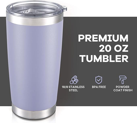 20 oz Tumbler with Lid Stainless Steel Double Wall Vacuum Insulated Tumblers Powder Coated Cups Travel Mug Keep Drinks Cold and Hot, Cosmic Lilac