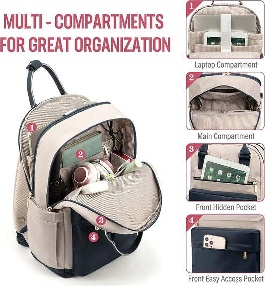 LOVEVOOK Laptop Backpack for Women 15.6 Inch Laptop Bag with USB Port, Fashion Waterproof Backpacks Teacher Nurse Stylish Travel Bags Vintage Daypacks for College Work