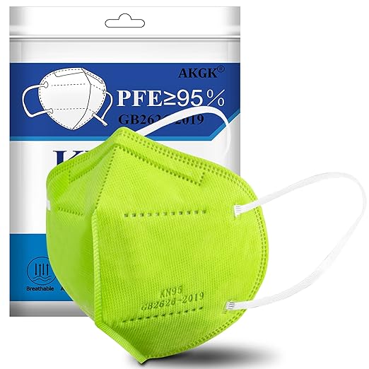 Akgk KN95 Face Mask 50 PCS, Breathable Protection 5-Ply Green Masks, Cup Dust Safety