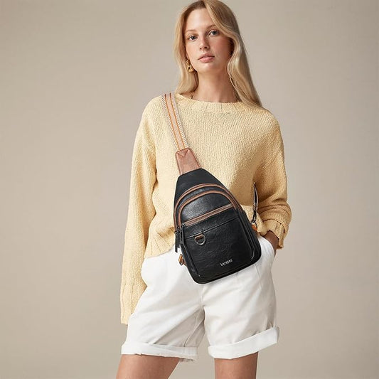 7L Sling Bag for Women Men Vegan Leather Crossbody Bags Fanny Pack Purse Backpack Over Shoulder Bag Travel Anti Theft