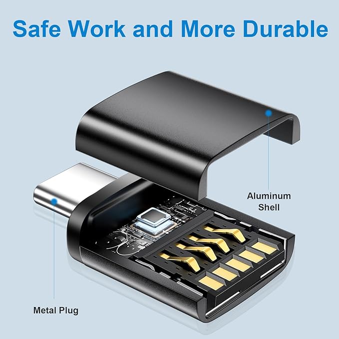 USB C to USB A Adapter 6 Pack,USBC to USB Adapter,TypeC Male USBA Female 3.0 Adaptor,USBC OTG Adapters for iPhone 16 15,MacBook Pro,iPad,Samsung Galaxy,Black