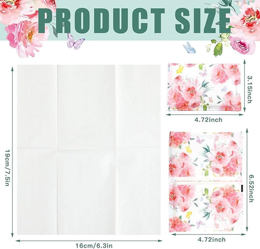 Geyee 50 Packs Facial Tissue Travel Packs Disposable Pocket Tissues for Wedding Guest Travel School Purse Home Supplies, 500 Sheets 3 Ply(Spring Floral)