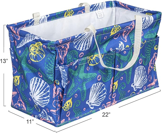 Household Essentials Sea Shell Krush Container All-Purpose Utility Tote with Pockets