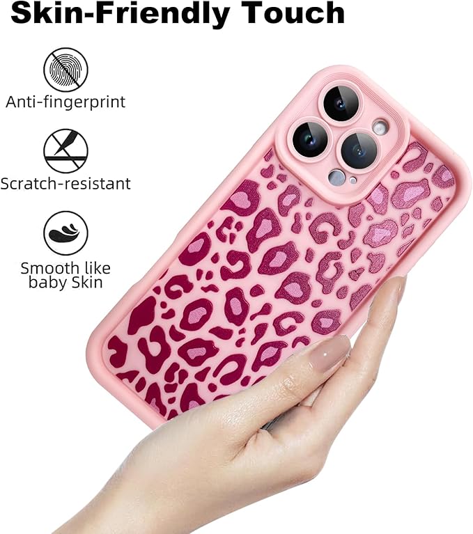 KANGHAR Case for iPhone 16 Pro Leopard Printed Pattern Cute Cheetah Phone Case Soft TPU Shockproof Protective Cover for iPhone 16 Pro 6.3 Inch Pink