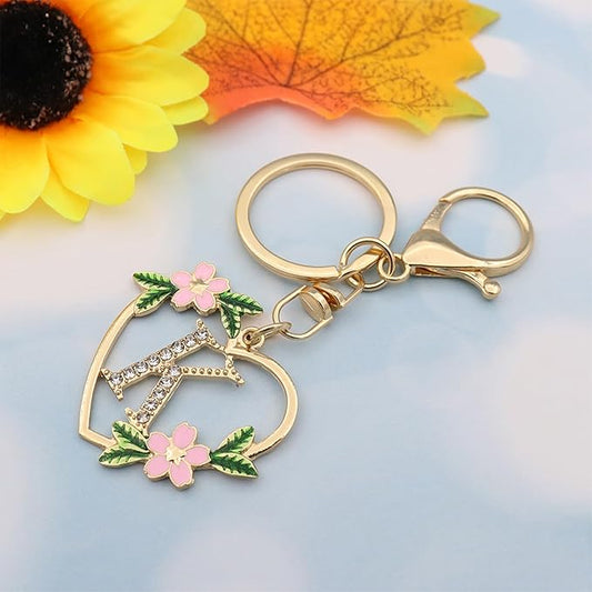 Elechobby Heart Shape Letter Keychain - Cute Accessory for Women,Sister,Mom,Bestie, Handbag Backpack Charm,Car Keyring