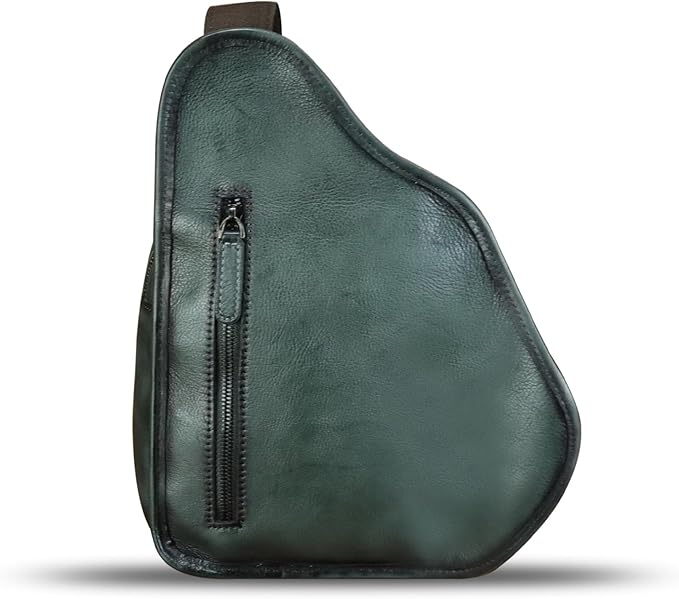 Genuine Leather Sling Bag for Men Women Chest Bags Crossbody Bag Vintage Sling Backpack Purses Hiking Sports Travel (Grey)