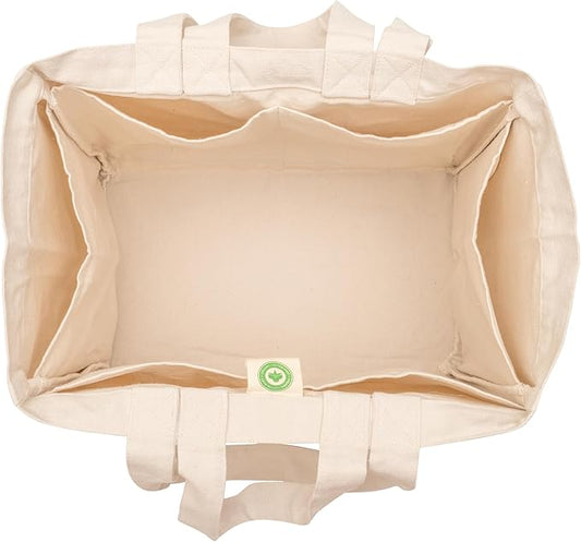 Cloth Grocery Shopping Bags Handles - Sturdy Canvas Material, Extra Large, Heavy Duty, and Premium Quality Cotton Grocery Shopping Bags with Real Pockets and Double Handles for Convenience (2 Bags)