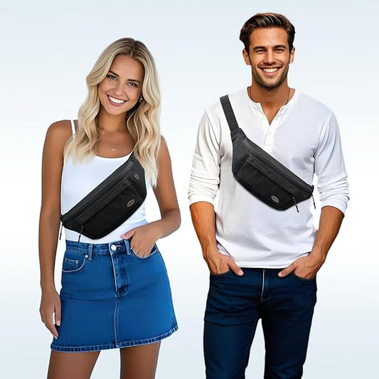 Entchin Fanny Pack for Women Men,Crossbody Belt Bag with 4-Zipper Pockets,Adjustable Waist Bag Pack,One of the Most Popular Travel Essential Gifts for Walking,Traveling,Cycling