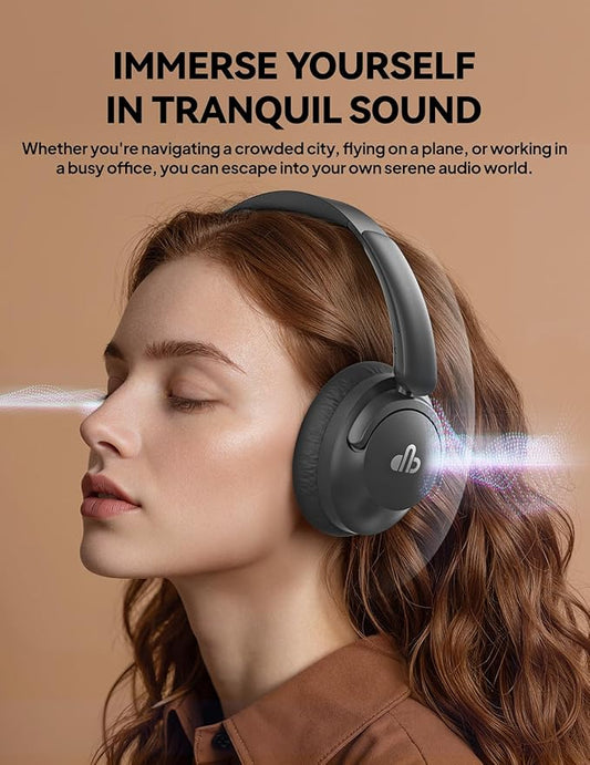 Hybrid Active Noise Cancelling Headphones, Over-Ear Bluetooth Headphone, 60H Playtime, Deep Bass, Transparency Mode, Comfort Fit Ear Cups, White Elephant Gifts for Adults, Travel Office Home - Black