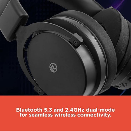 RadioShack Gaming Wireless Headphones – 50mm Drivers, Dual Mode Bluetooth 5.3 + 2.4GHz, 500mAh Battery, 20Hz–20kHz Frequency, Sleek Black Design