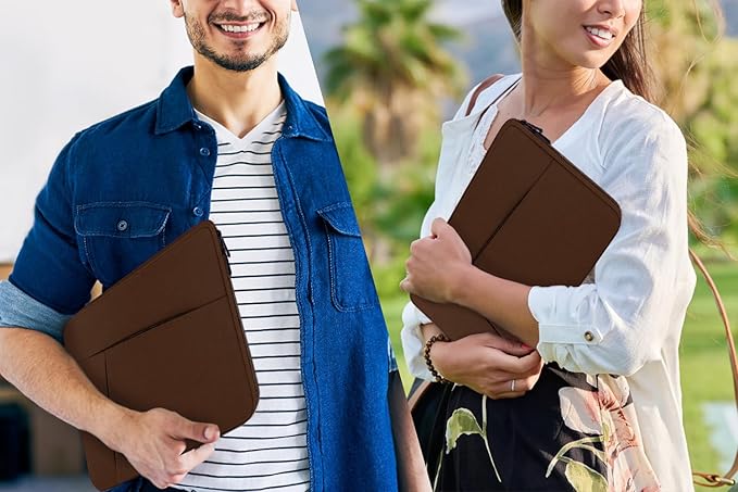 Laptop Sleeve Bag 15.6 inch, Shockproof Protective Computer Carrying Cover with Front Pocket, Laptop Case for 15.6 inch HP, Dell, Acer, Asus, Notebook, Coffee Color