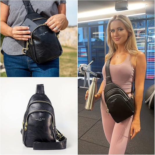 Haytijoe Crossbody Bags for Women Leather Sling Bag Anti-theft Cross Body Bag Travel Sling Purse Chest Bags Fanny Packs